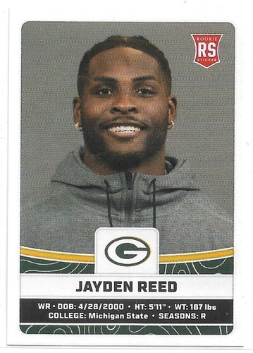 2023 Panini NFL Sticker & Card Collection Stickers #407 Jayden Reed Rookie