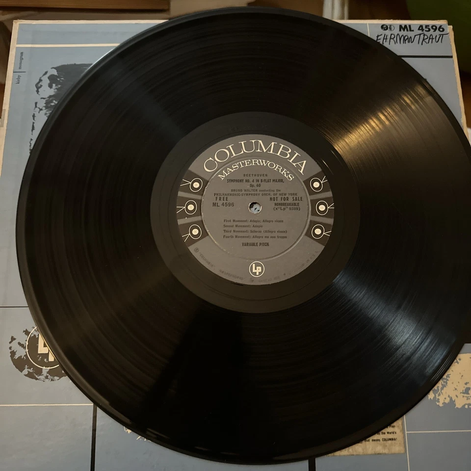 Beethoven Symphonies No. 2/4 Bruno Walter LP Columbia Record Vinyl Lp Granny Foto 4 de 4