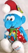 NWT Macy's Smurf Santa Hat Plush 2010 20" Stuffed Toy Christmas  Finger Puppets