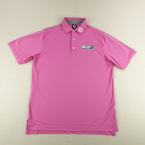 FootJoy Polo Shirt Mens Medium Pink NBC PGA Tour Issues Performance Golf Flex