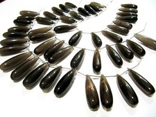 Natural Smoky Quartz Long Tear Drop Plain Beads Size Approximately 1 inch Long
