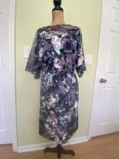 TAHARI Spring Summer Womens Dress Knee Length Short Sleeve Lining Blue Floral M