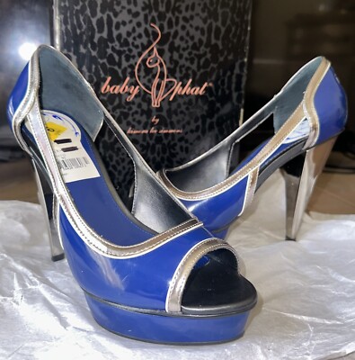 Baby Phat Blue Silver Heels Women's Size