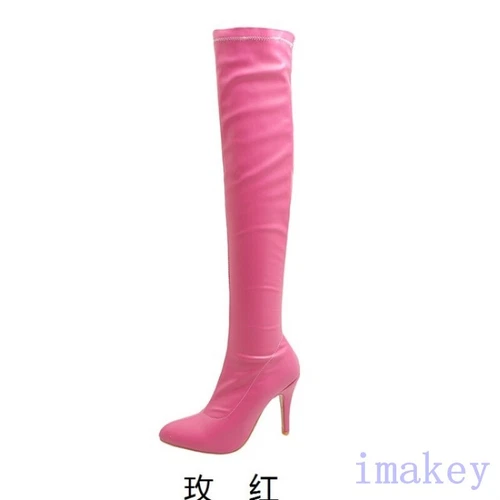 Damen Overknee Stiefel High Heel Spitz zulaufend Reißverschluss Schuhe Sexy Pump - Bild 29 von 29