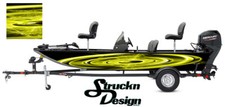 Black Shining Yellow Target Circle Fish Bass Boat Decal Wrap USA Vinyl
