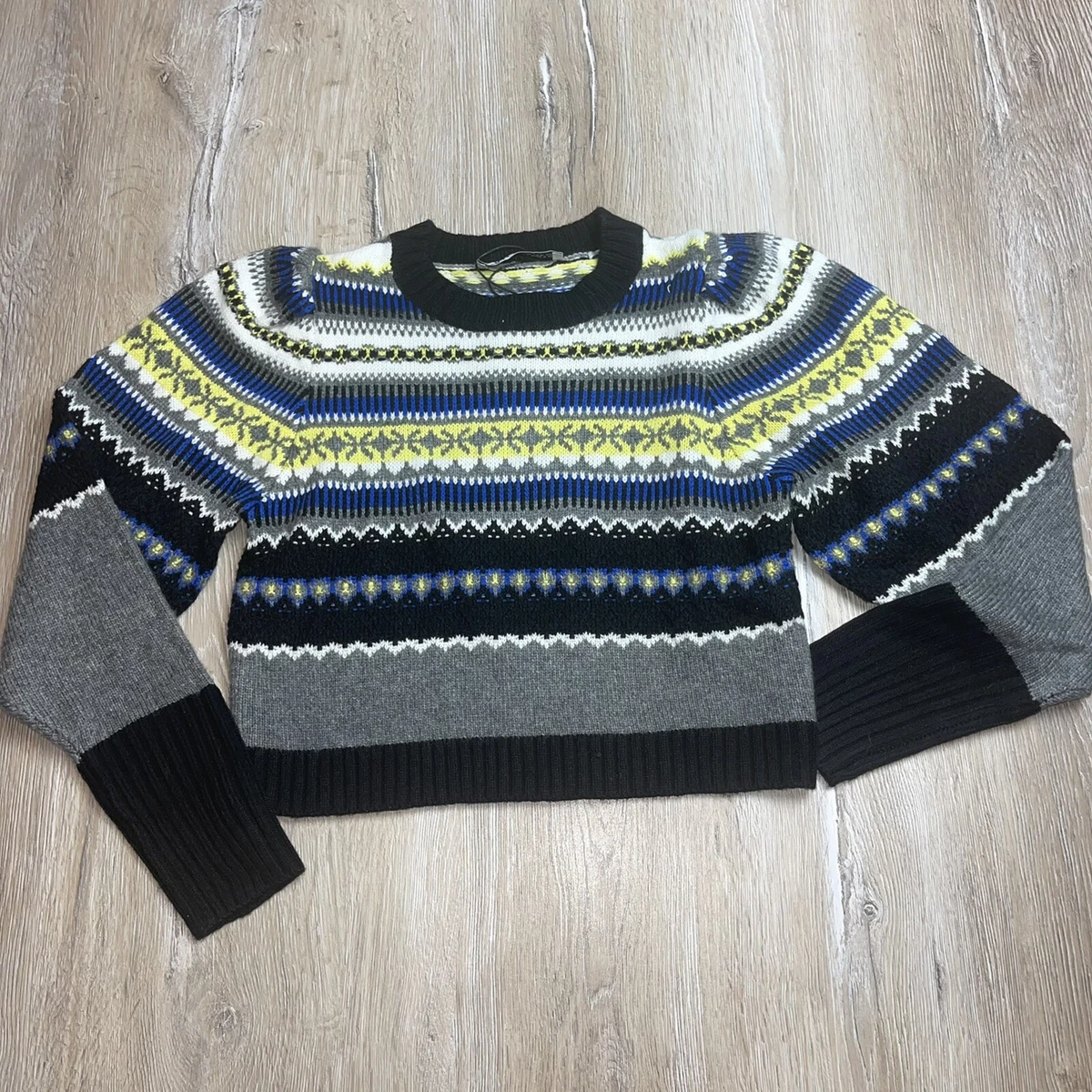 Zara JACQUARD KNIT CREW NECK SWEATER SIZE Small Color BLACK 229/109/330 |  eBay