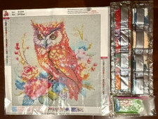 Diamond Art, Beautiful Owl with Flowers 35cm X 35cm, NEW, GREAT GIFT 