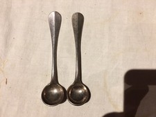 2 PETITES CUILLERES MONOGRAMMES  A SEL OU CAVIAR ARGENT MASSIF  MINERVE 