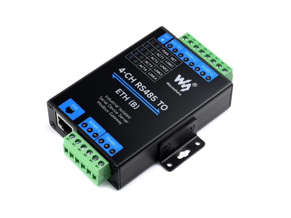 Waveshare 4-Ch RS485 to RJ45 Ethernet Serial Server 4 Channels RS485 Independent - Image 2 of 4