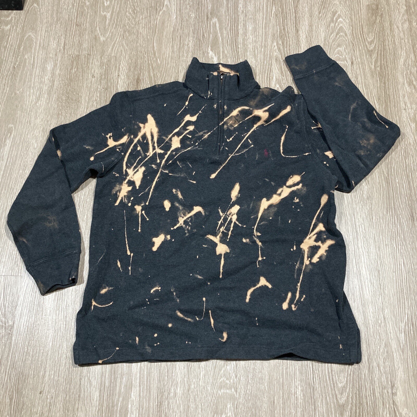 Maglione Polo M Bleach Dye PRL Ralph Lauren Pony Felpa Maglione Gilet