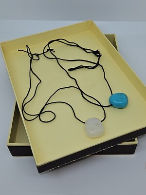 BOHO White and Turquoise Colored Pendants - Set of 2