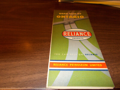 1954 Reliance Petroleum Ontario Vintage Road Map 