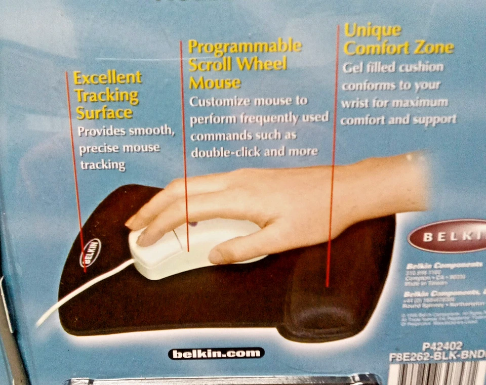 Belkin NetMaster 2-Button Serial Scroll Mouse + WaveRest Gel Mouse Pad F8E262 - Image 4 of 4