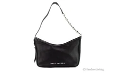Marc Jacobs Tempo Small Black Smooth Leather Hobo Convertible Shoulder Bag Purse