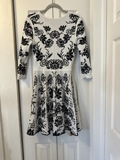 Rose Patterened Black & Ivory or Ivory & Black Reversible Cocktail Party Dress