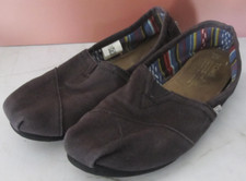 TOMS Size 7 Casual Canvas Slip On Comfort Flats Shoes W7 Faded Black