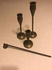 Vintage Brass Candlesticks And Snuffer