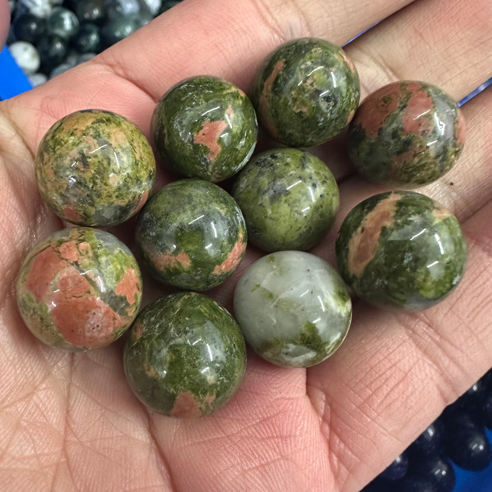 5PC Natural Unakite Ball Quartz Crystal Sphere Energy Healing Stone Gift