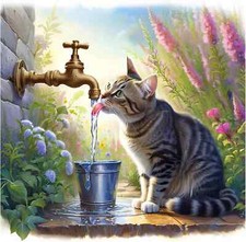 Diamond Painting Kit for Adults, 5D Cat Diamond Art for Beginners - DIY Full Dia