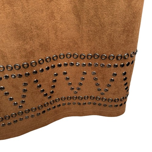 Spense Brown Faux Suede Sheath Dress With Stud Detail Size 8 - Picture 6 of 12