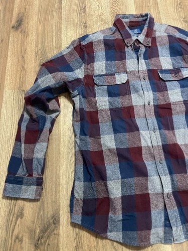 George Shirt, Men's Large, Red Blue Gray, Plaid, Flannel, Button Up Long Sleeve - Picture 3 of 11