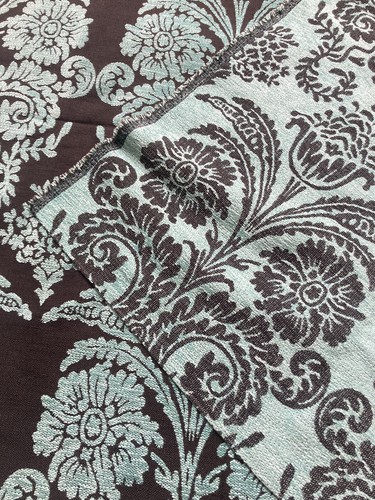 DESIGNERS GUILD Ferrara Aqua Teal Floral Thick Fabric Damask 97x140cm - Picture 4 of 8