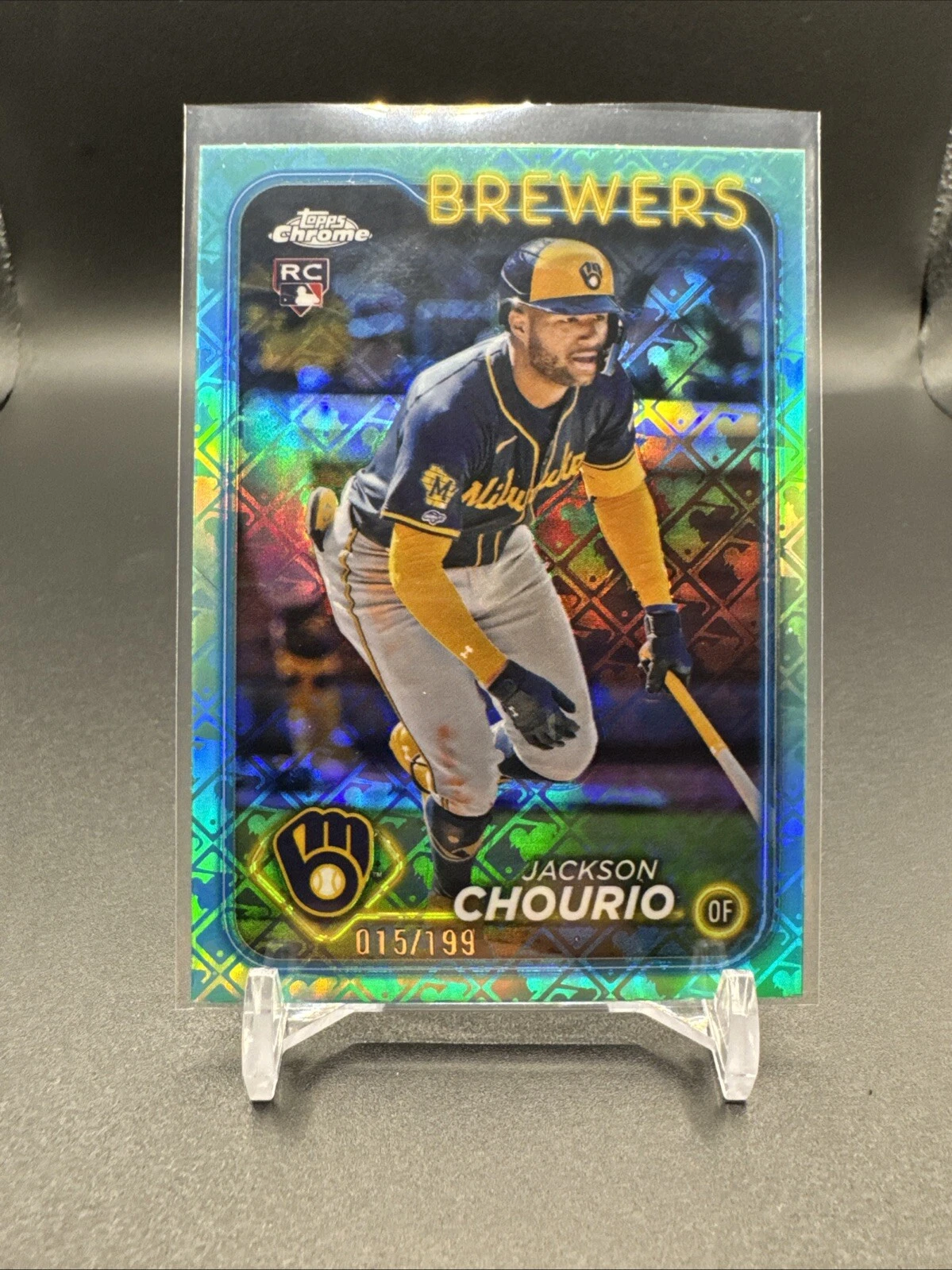 2024 Topps Chrome Logofractor Jackson Chourio /199 Aqua Refractor #161 🔥🔥🔥