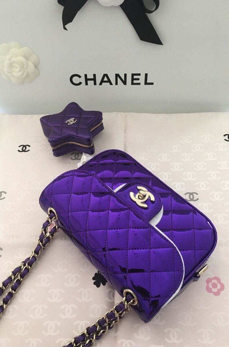 New Chanel 24C Mirror Metallic Purple Calfskin Mini Flap Bag New Chanel 24C Mirror Metallic Purple Calfskin Mini Flap Bag