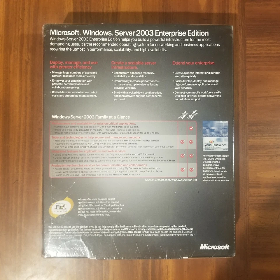 NEW SEALED Microsoft Windows Server 2003 Enterprise x86 25 CAL RETAIL P72-00001  - Image 3 of 3