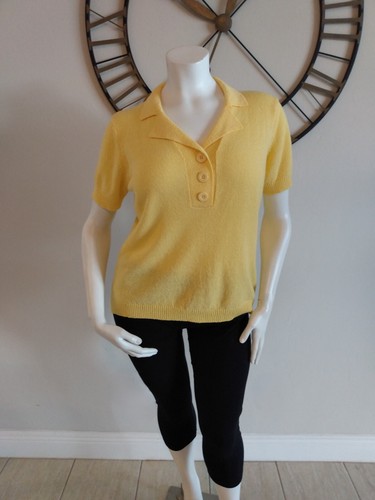 Maglione bianco cervo 3 bottoni pull over giallo buccia di limone donna taglia XL (16-18) - Foto 8 di 8