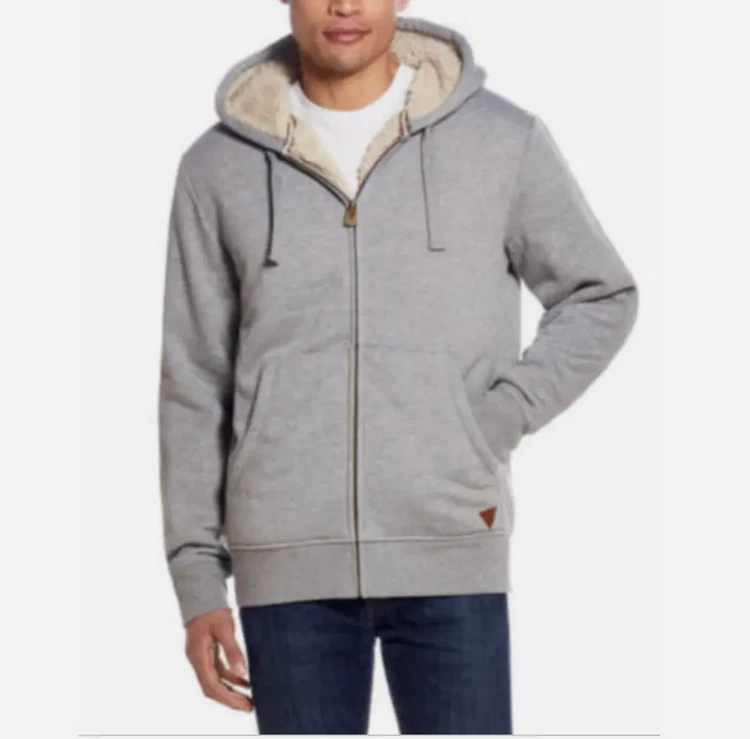 Weatherproof vintage men's sherpa lined cheap fleece hoodie