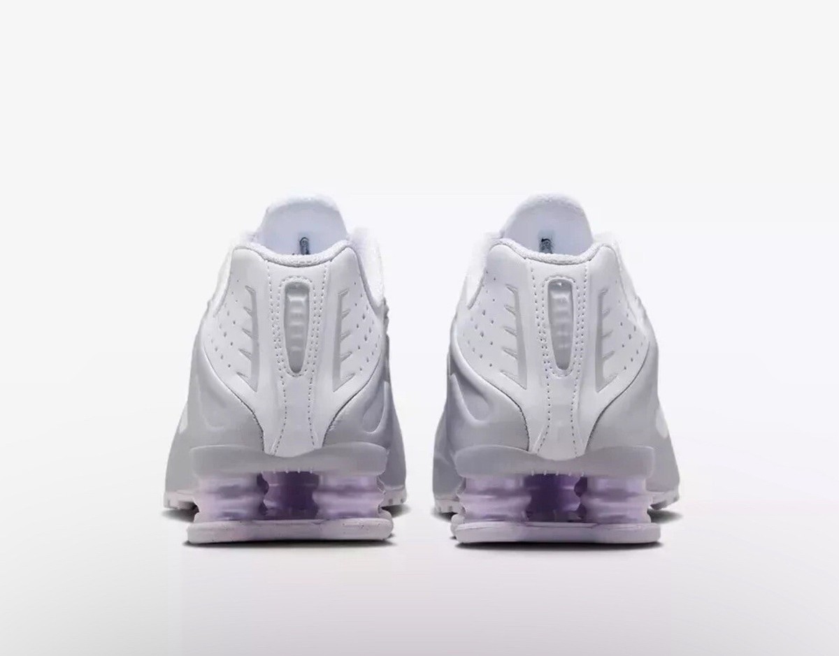 Nike Shox R4 White and Metallic Platinum Violet Purple