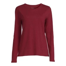 Time and Tru Women's Core Tee with Long Sleeves-Rich Red-XL (16-18)-NWT