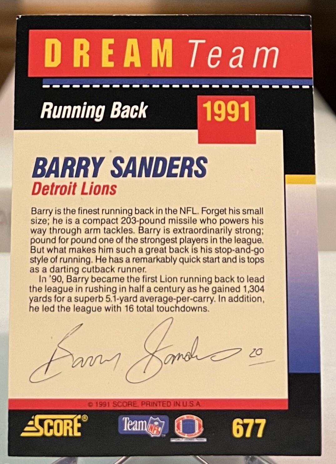 Barry Sanders 1991 Score Dream Team eBay