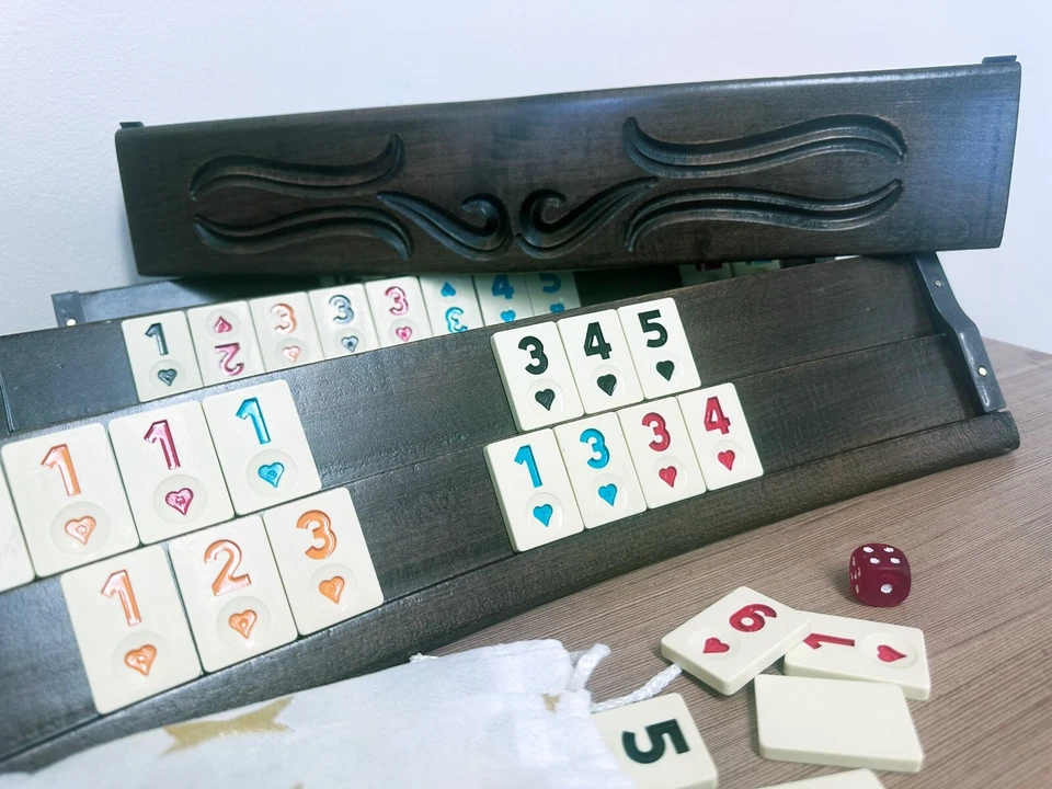 Turkish Okey Game Wooden Wood Ahsap Okey Takimi Oyunu Rummy Board Game Tile UK - Image 2 of 4