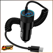 USB Zigarettenanzünder Adapter 3.4A Kfz Ladegerät mit 1.2M Spiralkabel USB C