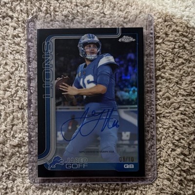 Topps 2025 Chrome Jared Goff Detroit Lions BA-JGO Gold Autograph /10