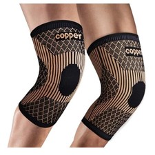 Dual Pack Medium Copper Compression Knee Sleeves for Joint Pain Relief, Non-Slip