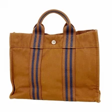 Hermes Handbag Foulet PM Canvas Brown Women's GZl1duo2