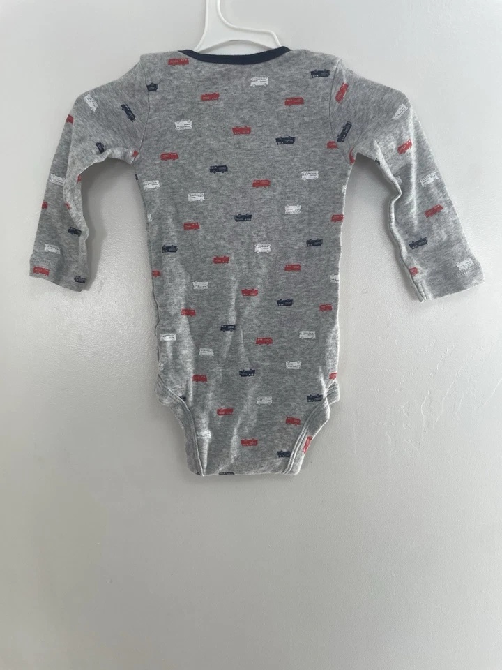 Body Carter's Baby Boys Colorido Camiones de Bomberos 100% Algodón Manga Larga Gris 9M Foto 3 de 4