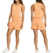 Sweaty Betty Gary Romper Sleeveless XL Tangerine Orange Knit Jersey Racer Back