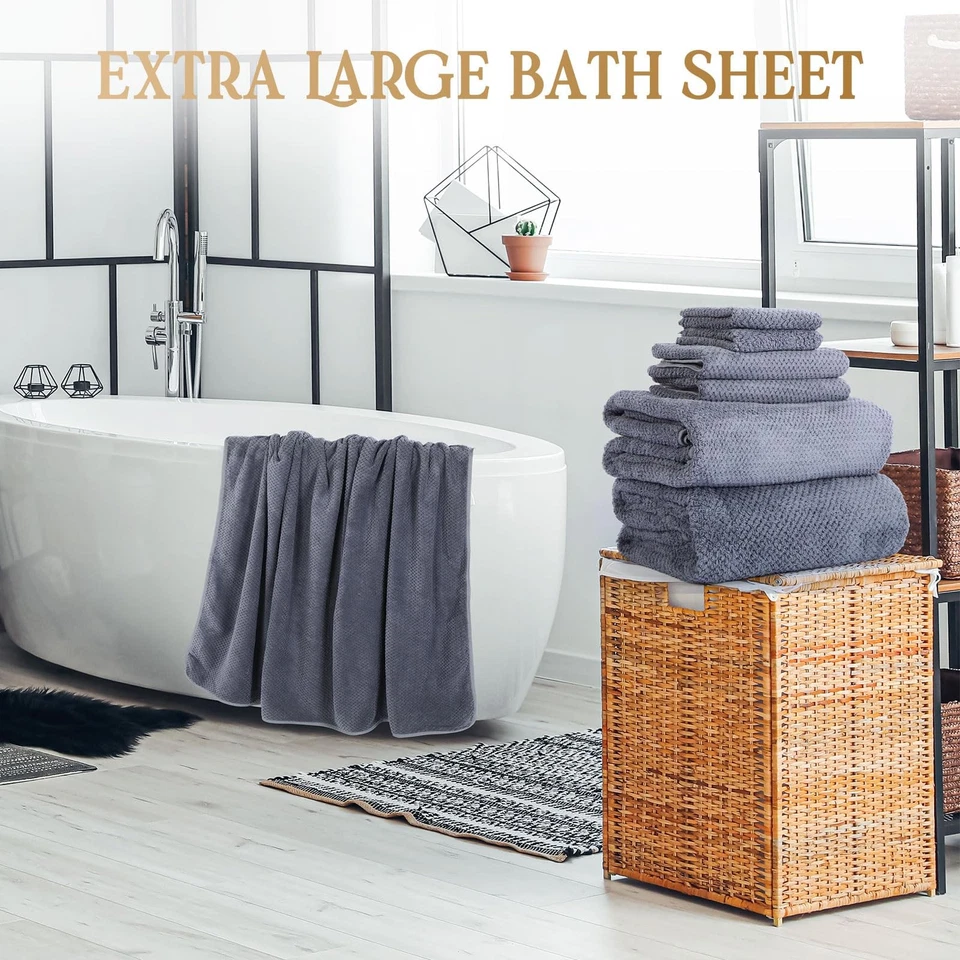 Набор из 6 негабаритных банных полотенец для взрослых 40x80 дюймов очень большое банное полотенце... - Изображение 3 из 4