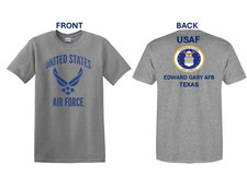 AIR FORCE* EDWARD GARY AFB* TEXAS *USAF 2-SIDED SHIRT. USAF LICENSED