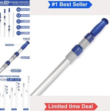 Telescopic Pool Pole 15 FT 3 Piece Aluminum 3.4 to 15 ft Adjustable Universal