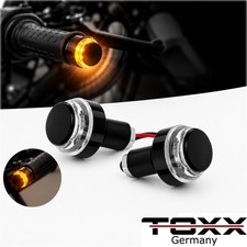 Produktbild - ToXx LED Motorrad Blinker für 22mm Lenker Lenkerblinker schwarz klar e-geprüft