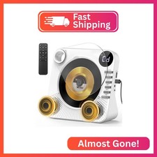 CD Player with HiFi Dual Speaker Bluetooth RX/TX/USB/AUX for Home White