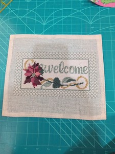 Welcome Floral Needlepoint 14 Ct, 8x10 Approximately 