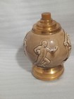 MUSICAL ROOKWOOD SPORTS BALL:FOOTBALL GOLF ETC. TAN & GOLD CIGARETTE DISPENSER — photo 1
