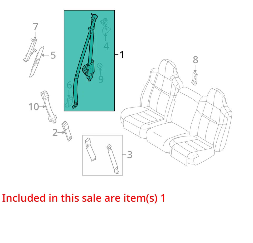 Seat Belt Front Bench Seat 1 Piece Fits 08-10 FORD F250SD PICKUP 582548 Foto 3 de 4
