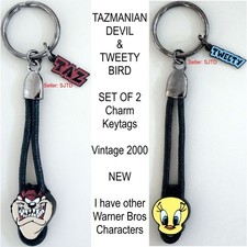 TAZMANIAN DEVIL and TWEETY BIRD Charm Key Tags SET BUNDLE NEW